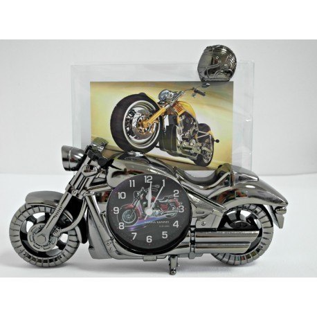 Zegar budzik motor z ramką 26cm 21-001
