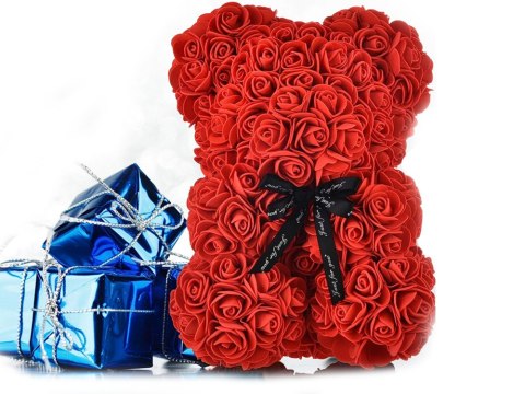 Miś z płatków róż prezent duży pudełko rose XL 25cm | 01903