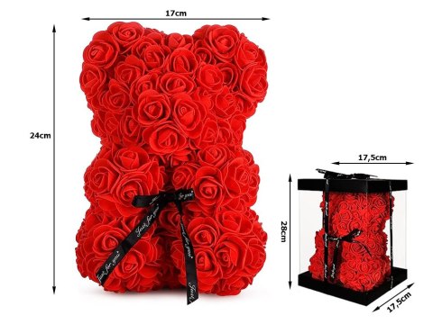 Miś z płatków róż prezent duży pudełko rose XL 25cm | 01903