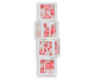 Zestaw pudełek 35cm na balony z literami GIRL 4szt. | GA-ZPGR