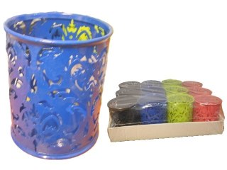 Pojemnik organizer świecznik metalowy ażurowy mix kolorów