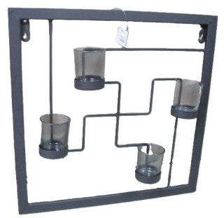 Świecznik metalowy ścienny na tea lights kwadrat 40x40 cm. 69392