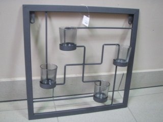 Świecznik metalowy ścienny na tea lights kwadrat 40x40 cm. 69392