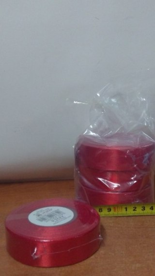 Wstążka satynowa 25mmx32m CZERWONA 4szt. | AX25-08