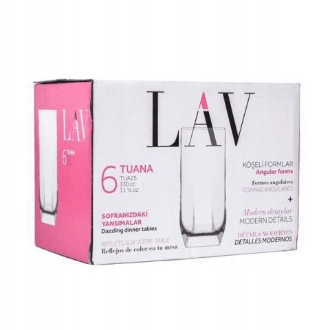 Komplet 6 szklanek do napojów 330ml LAV
