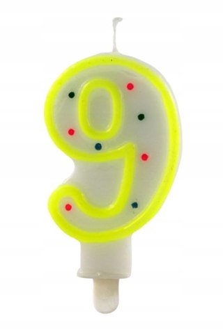 Świeczka 24szt. cyfra KROPKI ,,9''