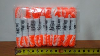 Sznurowadła 10par BIAŁO-POMARAŃCZOWE 60cm