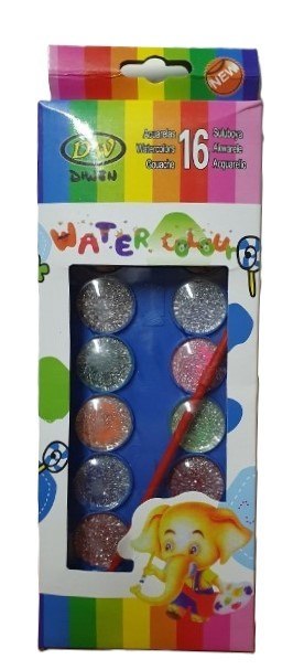 Farby brokatowe 16kol+pędzelek FAC-16124