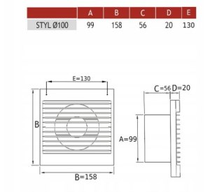 Wentylator osiowy z przepustnicą STYL 100S-P