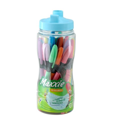 Długopisy w bidonie z wkładem igłowym umożliwiającym płynne pisanie 25szt. FO-GELB 035