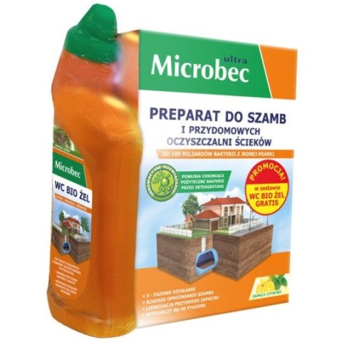 Preparat do szamb MICROBEC Ultra 1kg + żel do WC bio z aplikatorem 500ml