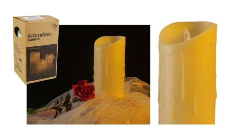Świeca led na baterie z ruchomym płomieniem efekt rozlanego wosku 15x7cm ŻÓŁTA | GAO-105C