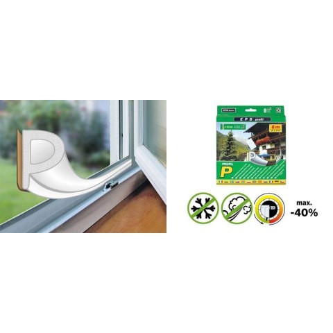 Uszczelka do drzwi okien BIAŁA typ P 6M