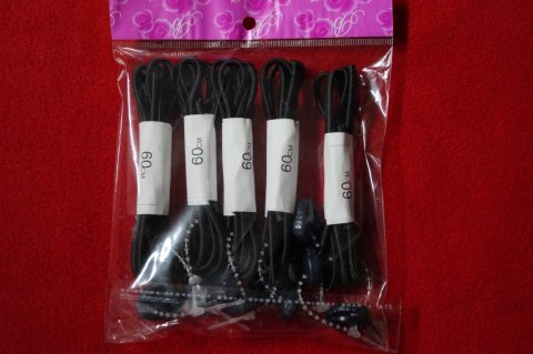 Sznurowadła 5 par 60cm czarne bez zawiązywania