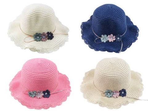 Kapelusz damski młodzieżowy z 3 kwiatkami