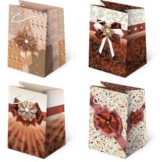 Torebki ozdobne 10szt. T-5L set 99 Kokardy Brązowe 10 x 16 x 6 cm