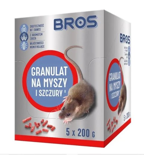 Granulat na myszy i szczury saszetki 1kg 5szt.x200g Bros