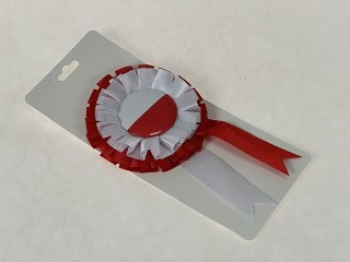 Kotylion biało czerwony Polska 12szt. śred. 8,5cm