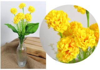 Bukiet 2szt GOŹDZIK wys. 38 cm 6 łodyg (9 kwiatów 4,5 cm) ŻÓŁTY KMD-2410B