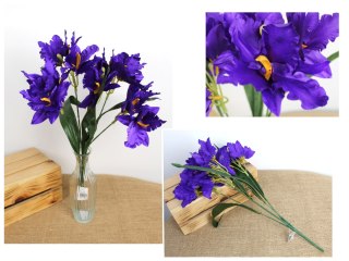 Bukiet 2szt IRYS wys. 50 cm 5 łodyg (kwiat 12 x 6 cm) FIOLETOWY MD-024C