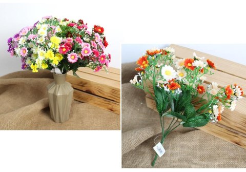 Bukiet 2szt sztuczny drobne stokrotki z białym dodatkiem 27 cm 5 łodyg mix kolor MZ-099