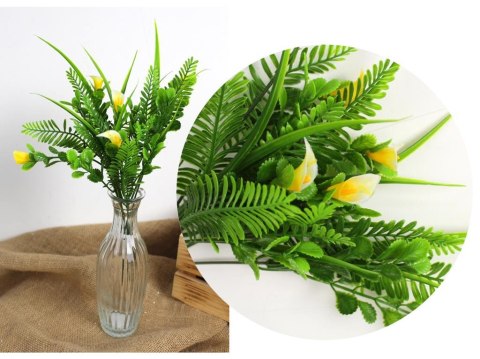 Bukiet 2szt sztuczny kalia drobna 37 cm 5 łodyg (główka 2,5x1,5 cm) ŻÓŁTY MZ-068B