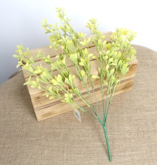 Gałązka 2szt drobne listki wys. 38 cm 7 łodyg ZIELONO-ŻÓŁTA MD-068B