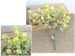 Gałązka 2szt liści z ŻÓŁTYMI KWIATAMI wys. 33 cm 7 łodyg MD-067B