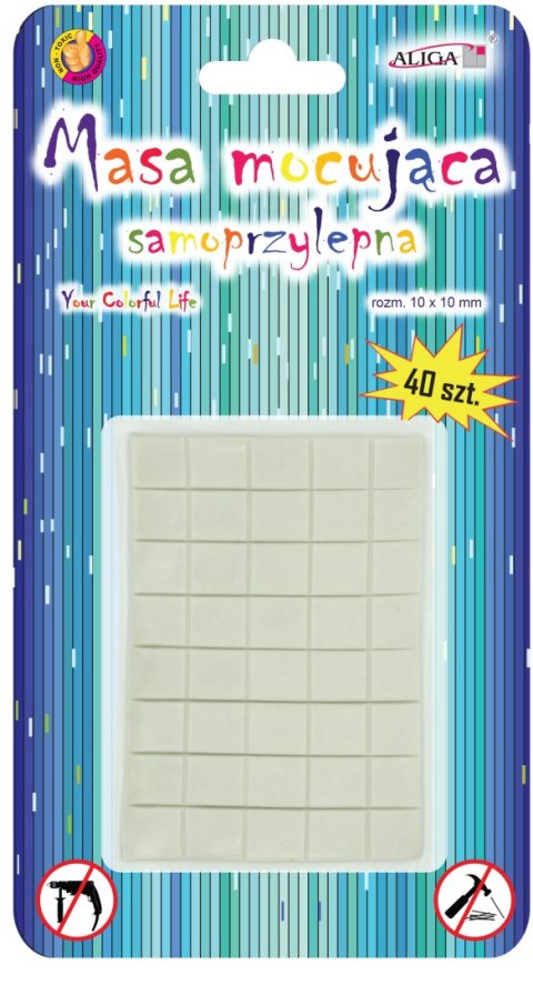 Masa mocująca samoprzylepna op. 40 szt. rozm.10 x 10 mm grubość: 0,5 mm. PSD-2496