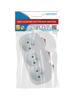 Rozgałęźnik elektryczny z uziemieniem 3 gniazda ELK307W