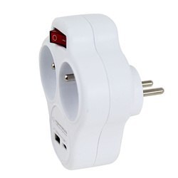 Rozgałęźnik elektryczny z wyłącznikiem 2 gniazda z ładowarką USB-C/USB-A ELK311W