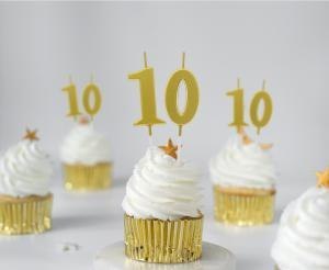 Świeczka piker B&C cyferka 0 metaliczna złota 9.5 x 2.3 cm BH-SPZ0