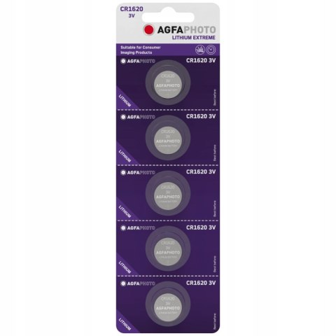 Bateria 5szt. AgfaPhoto CR1620 Lit | 150-803234