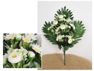 Bukiet PIWONIA, STOKROTKA z dodatkami wys. 53 cm (kwiat 4-2,5 cm) BIAŁA WT-180A