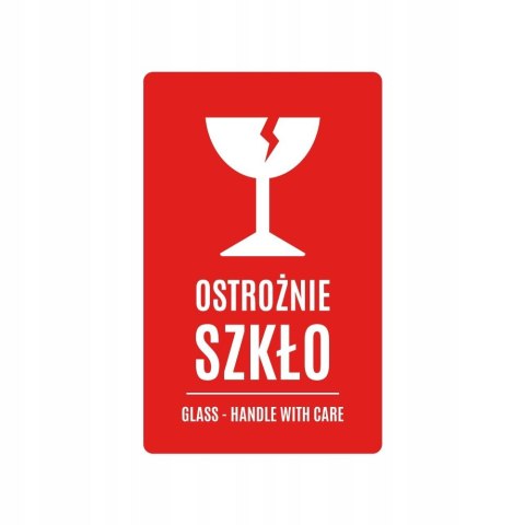 Etykiety ostrzegawcze 500szt. OSTROŻNIE SZKŁO 50×80