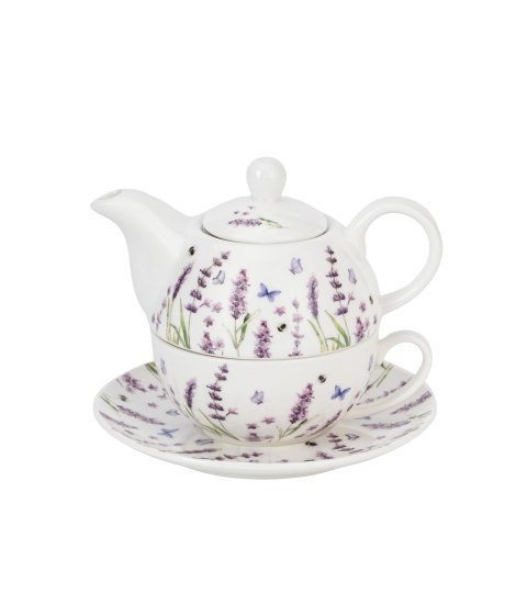 Filiżanka z dzbankiem z zaparzaczem ze stali nierdzewnej CLASSIC LAVENDER