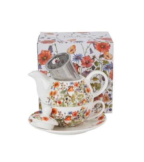 Filiżanka z dzbankiem z zaparzaczem ze stali nierdzewnej WILD BIRD