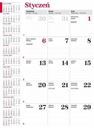 Kalendarz planer miesięczny duży 2026 A4
