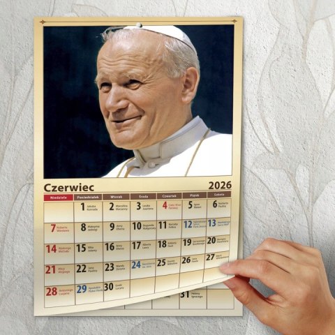 Kalendarz ścienny Papieski A4 2026 wieloplanszowy miesięczny Jan Paweł II