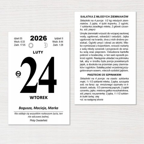 Kalendarz zdzierak 2026 rodzinny zrywany z poradami z przepisami