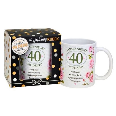 Kubek na 40 urodziny dla kobiety (róże) 3309-UR18-40