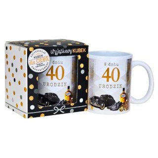 Kubek na 40 urodziny dla mężczyzny (czarne auto) 3309-UR15-40