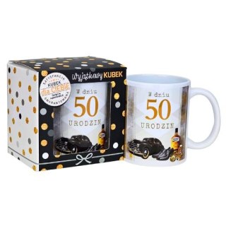 Kubek na 50 urodziny dla mężczyzny (czarne auto) 3309-UR15-50