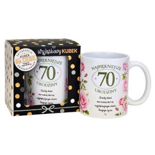 Kubek na 70 urodziny dla kobiety (róże) 3309-UR18-70