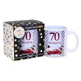 Kubek na 70 urodziny dla mężczyzny (bordowe auto) 3309-UR11-70