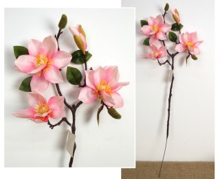 Kwiat MAGNOLIA wys. 73 cm (3 kwiaty 12 cm i 1 pąk) RÓŻOWA WA-088B