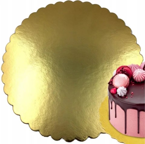 Podkład pod tort 5szt. papierowy złoty 30cm x 3mm XJ5680