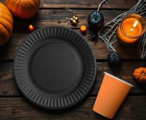 Talerzyki papierowe czarne 18 cm 6 szt. PF-TPCZ