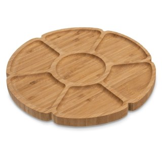Drewniany półmisek dzielony do serwowania przekąsek Flower 25 x 1,6 cm