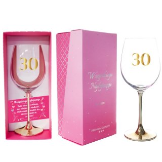 Kieliszek do wina ze złotą nóżką " 30 " 500 ml